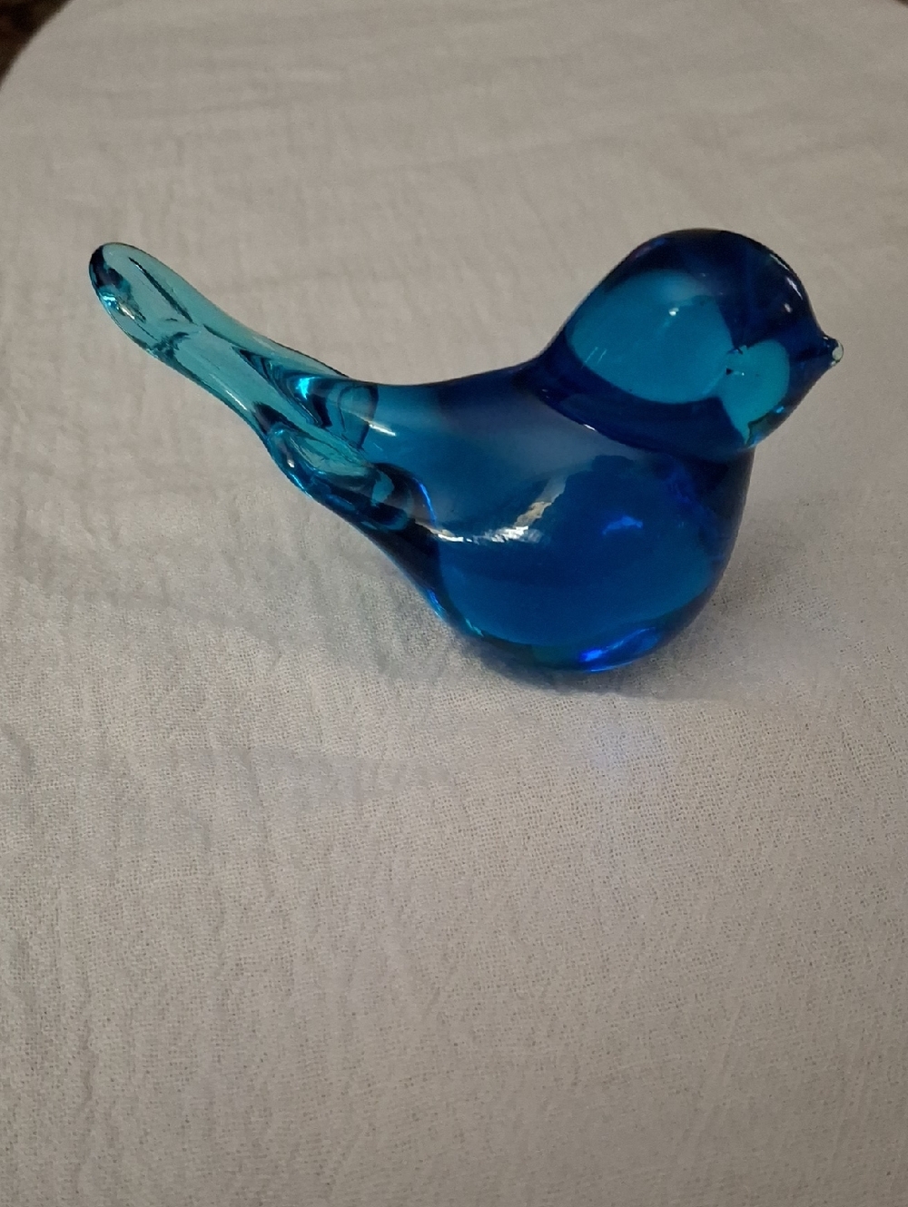 Blue Handblown Glass Bird Bird Figurine/Paperweight, Signed By Center, 1993